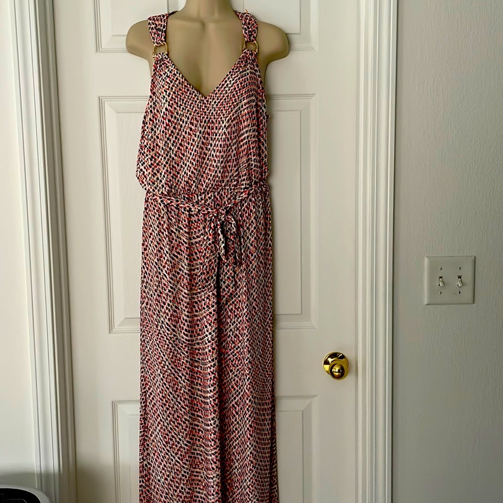 Guess Red and Black Patterned Maxi Dress